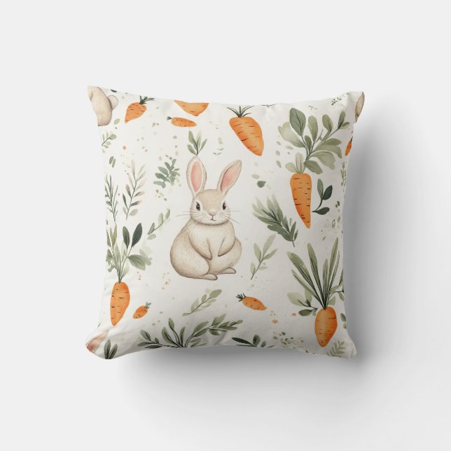 Coussin Tissu de lapin et de carotte adorable 3 (Recto)