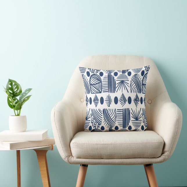 Coussin Tissu de moisissure tribale des Caraïbes : blanc,  (Chaise)