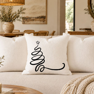 Coussin Tissu décoratif avec dessin d'arbre de Noël minima