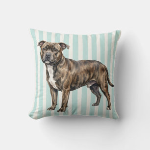 Coussin Tissu d'oreiller en aquarelle Staffordshire Bull T