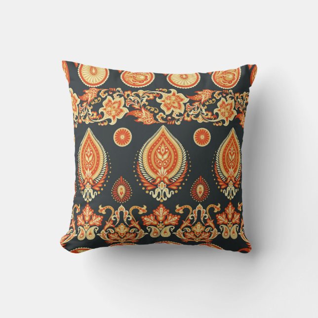 Coussin Tissu ethnique oriental Paisley (Recto)