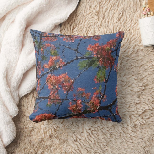 Coussin Tissu floral, bleu (Couverture)