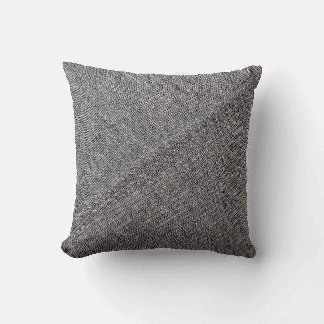 Coussin Tissu gris : texture cousue abstraite. (Recto)