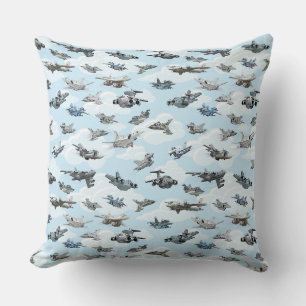 Coussin Tissu motif des avions de guerre de dessin