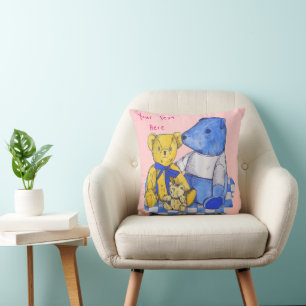 Coussin tissu pique-nique avec ours en peluche mignon moti