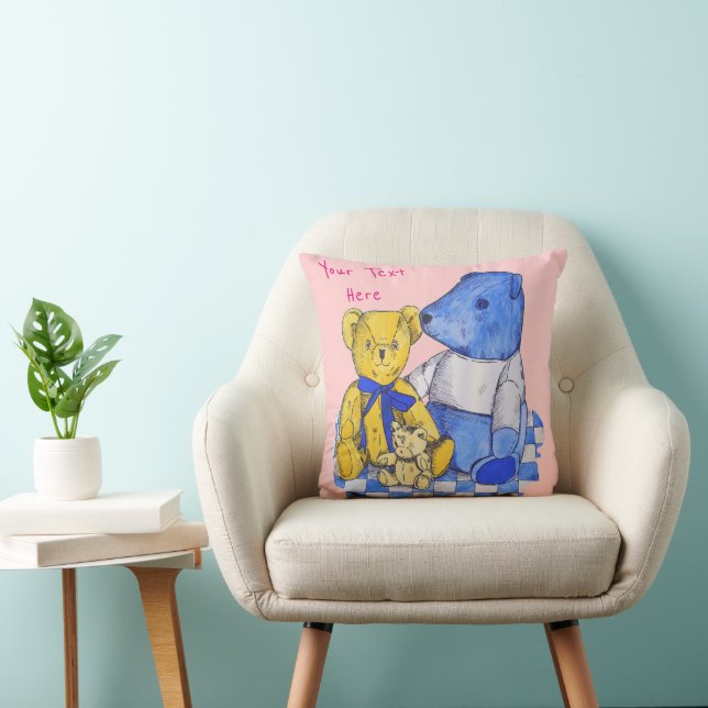 Coussin tissu pique-nique avec ours en peluche mignon moti (Chaise)