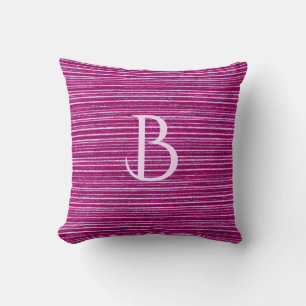 Coussin Tissu rose rayé Texture Girly Custom Monogramme