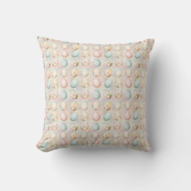 Coussin Tissu sans couture Œuf de Pâques – Pastel Mignon   (Recto)