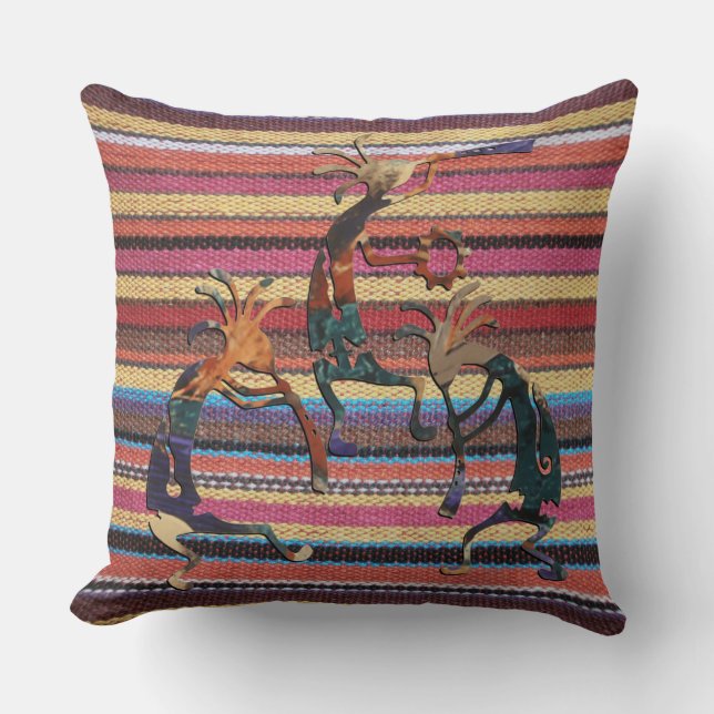 Coussin Tissus Motif couleur I + KOKOPELLI (Recto)