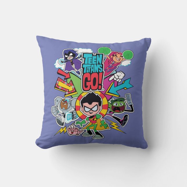Coussin Titans Ados, allez ! | Graphique Flèche d'équipe (Recto)