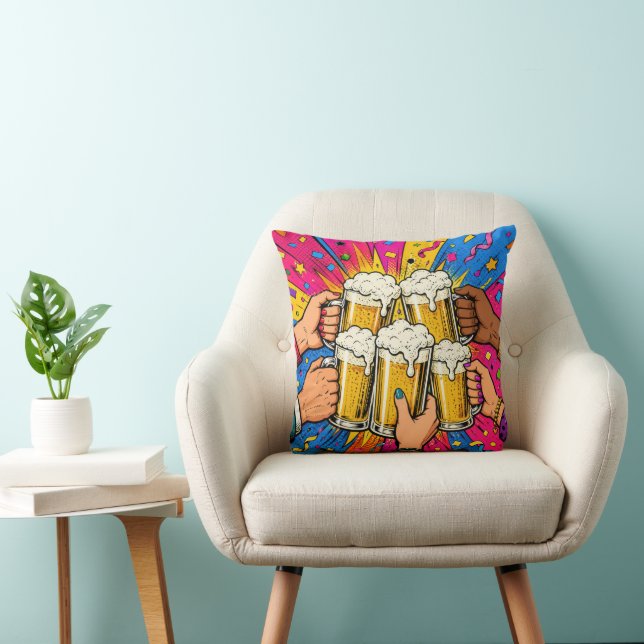 Coussin Toast au Chope Bière Pop Art (Chaise)