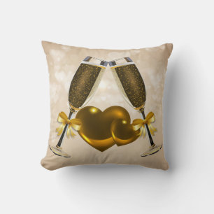 Coussin Toast de Champagne Double Coeur