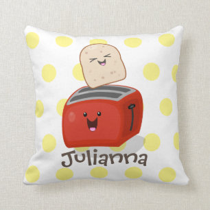 Coussin Toast de Cute kawaii et dessin animé de grille-pai