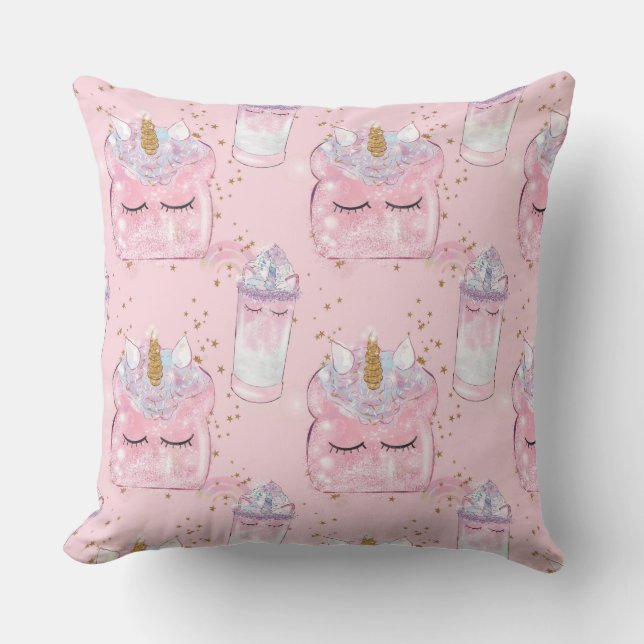 Coussin Toast et Milkshake de Kawaii Unicorn - Pastel (Recto)