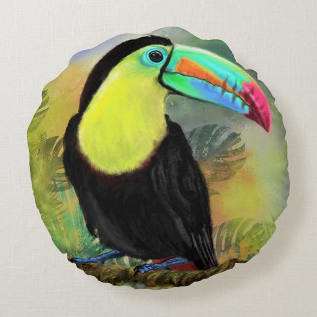 Coussin Toco Toucan ronde Tropical (Dos)