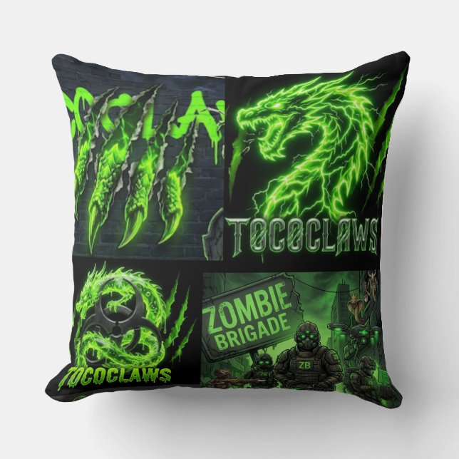 Coussin TOCOCLAWS Neon Green Electric Dragon - Million Ver (Recto)