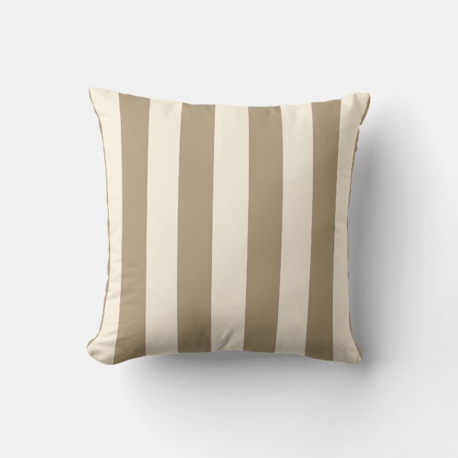 Coussin Tofu Crème Khaki Huitre Rayure (Recto)