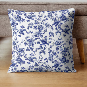 Coussin Toile Bleue Vintage Cheval à Bascule à Nœud Papill