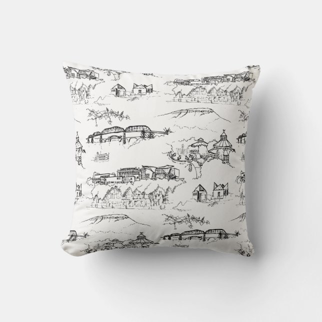 Coussin Toile Chattanooga noir et blanc (Recto)