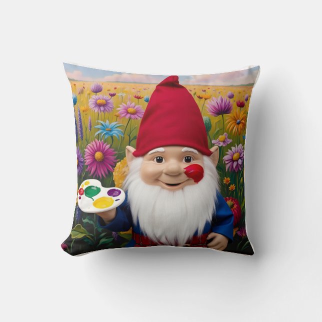 Coussin Toile colorée Gnome : Fête des Mères Art (Recto)