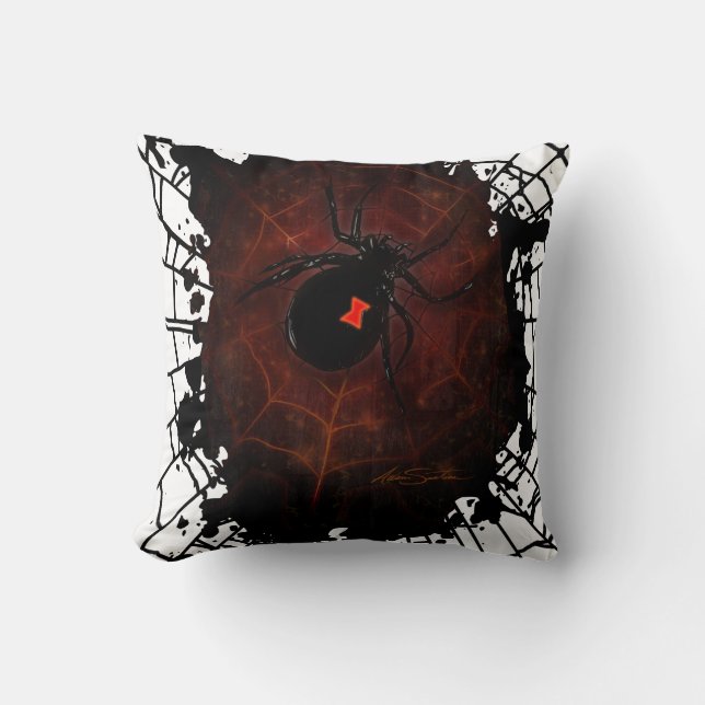 Coussin Toile d'araignée noire esthétique gothique effraya (Recto)