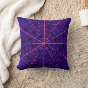 Coussin Toile d'araignée noire veuve rose Art motif Hallow