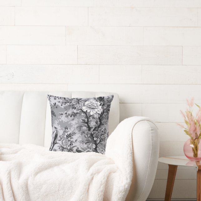 Coussin Toile d'argent et de noir de Fleur (Canapé)