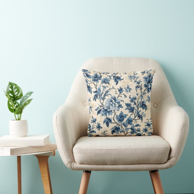 Coussin Toile de campagne bleu français (Chaise)