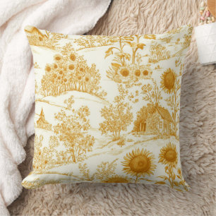 Coussin Toile de campagne Tournesol Vintage Jaune (1)
