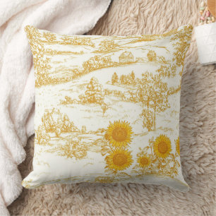 Coussin Toile de cottagecore avec tournesols campagne