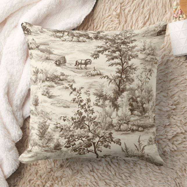Coussin Toile de ferme Citrouille Récolte Campagne (Couverture)