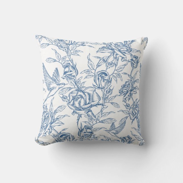 Coussin Toile de Jouy bleue (Recto)