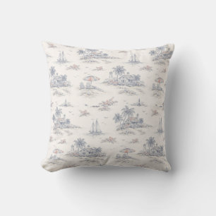 Coussin Toile de Jouy Bleue Côtière