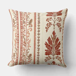 Coussin Toile de Jouy Florale Rayée Vintage - Terracotta 6