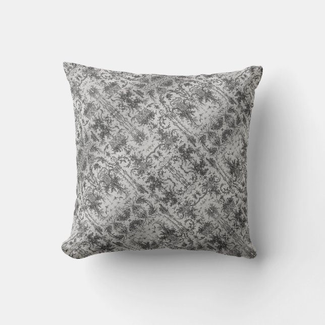 Coussin Toile de jouy Illustration Vintage (Recto)