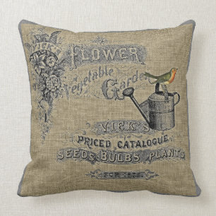 Coussin Toile de jute de jardinage de Robin de boîte