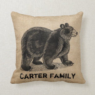 Coussin Toile de jute d'ours personnalisée