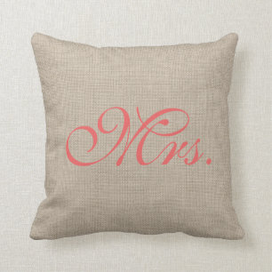 Coussin Toile de jute et Mme de corail Pillow