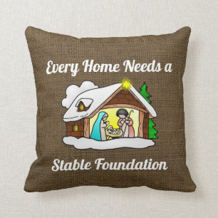 Coussin Toile de jute rustique de Noël de citation