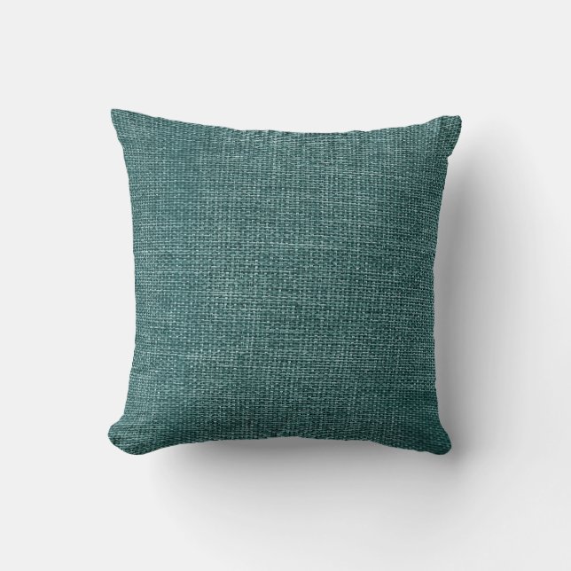 Coussin Toile de jute Teal simple (Recto)