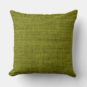 Coussin Toile de jute verte rustique en lin