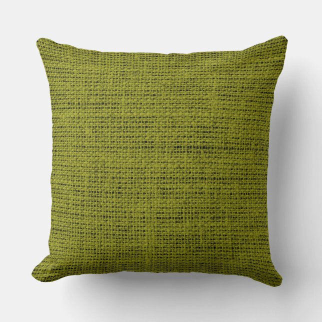 Coussin Toile de jute verte rustique en lin (Recto)