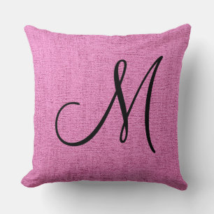 Coussin Toile de Monogramme rose Élégant