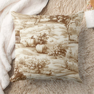 Coussin Toile de pays de citrouille dans un motif sépia ch