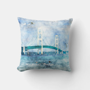 Coussin Toile d'illustration d'aquarelle de pont de