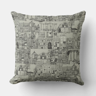 Coussin toile dystopique mono
