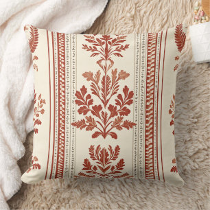 Coussin Toile européenne en terre cuite avec rayures botan