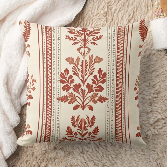 Coussin Toile européenne en terre cuite avec rayures botan (Couverture)