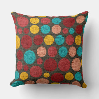 Coussin Toile peinte par un point de polka rétro #3