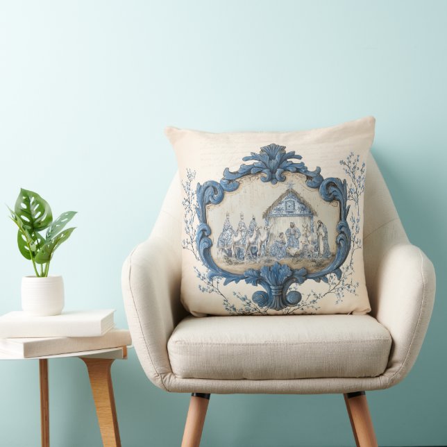 Coussin Toile vintage | Nativité Chinoiserie (Chaise)